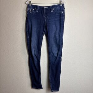 True Religion Women's Jeans Size 28 Legging Front‎ Faux Pockets Denim Blue